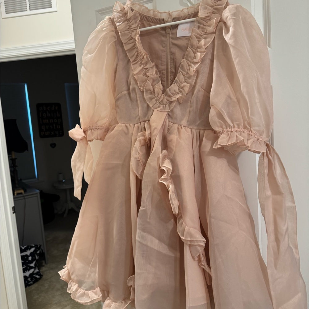 Selkie Soft Pink Ruffled Mini Dress